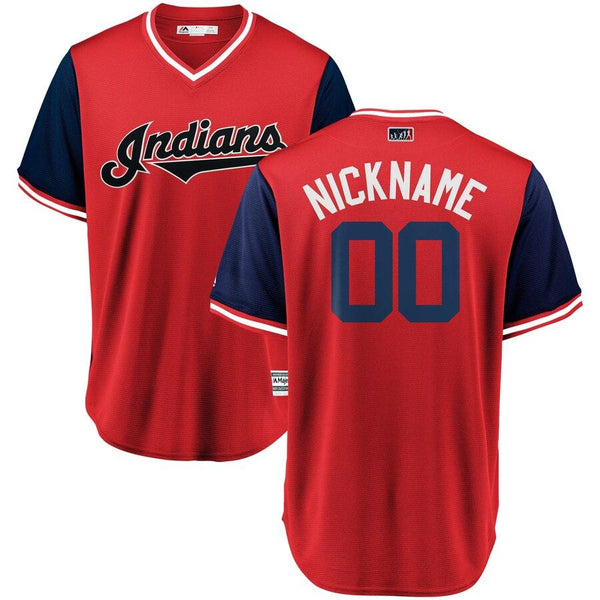 Cleveland Indians Majestic Players' Weekend Cool Base Pick-A-Player Roster Jersey – Red/Navy 2019