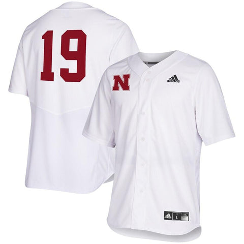 Nebraska Cornhuskers  Full-Button Baseball Jersey – White 2019