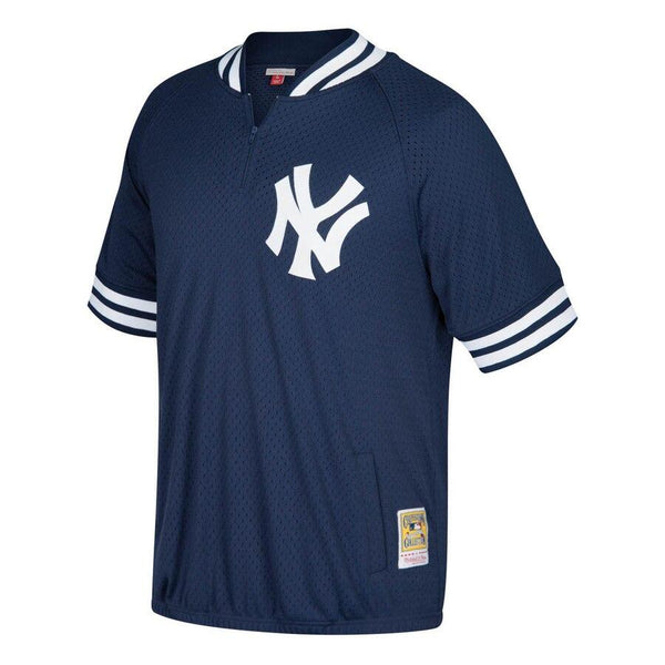 New York Yankees Mitchell &amp; Ness Cooperstown Collection Mesh Batting Practice Quarter-Zip Jersey - Navy 2019