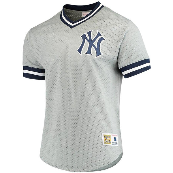 New York Yankees Mitchell &amp; Ness Mesh V-Neck Jersey – Gray 2019