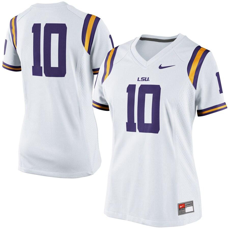 No. 10 LSU Tigers Women's Game Jersey - White 2019