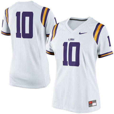 No. 10 LSU Tigers Women's Game Jersey - White 2019