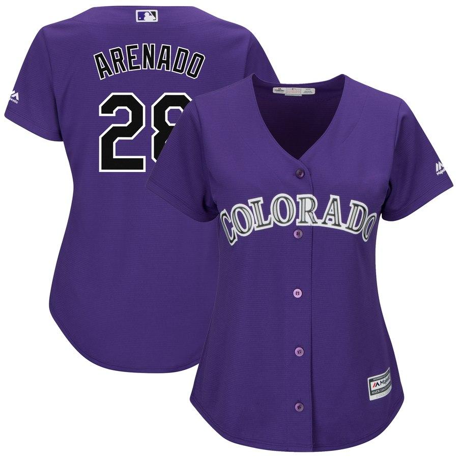 Nolan Arenado Colorado Rockies Majestic Women's Alternate Cool Base Player Replica Jersey - Purple 2019