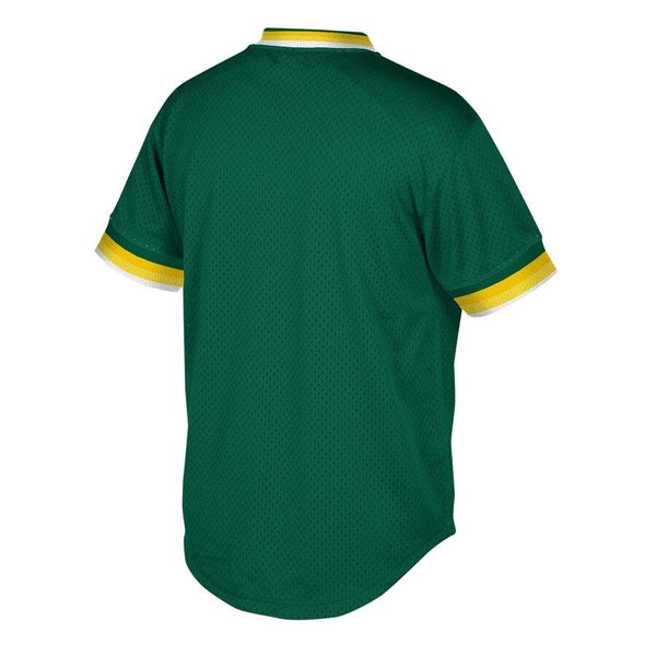 Oakland Athletics Mitchell &amp; Ness Cooperstown Collection Mesh Wordmark V-Neck Jersey – Green 2019