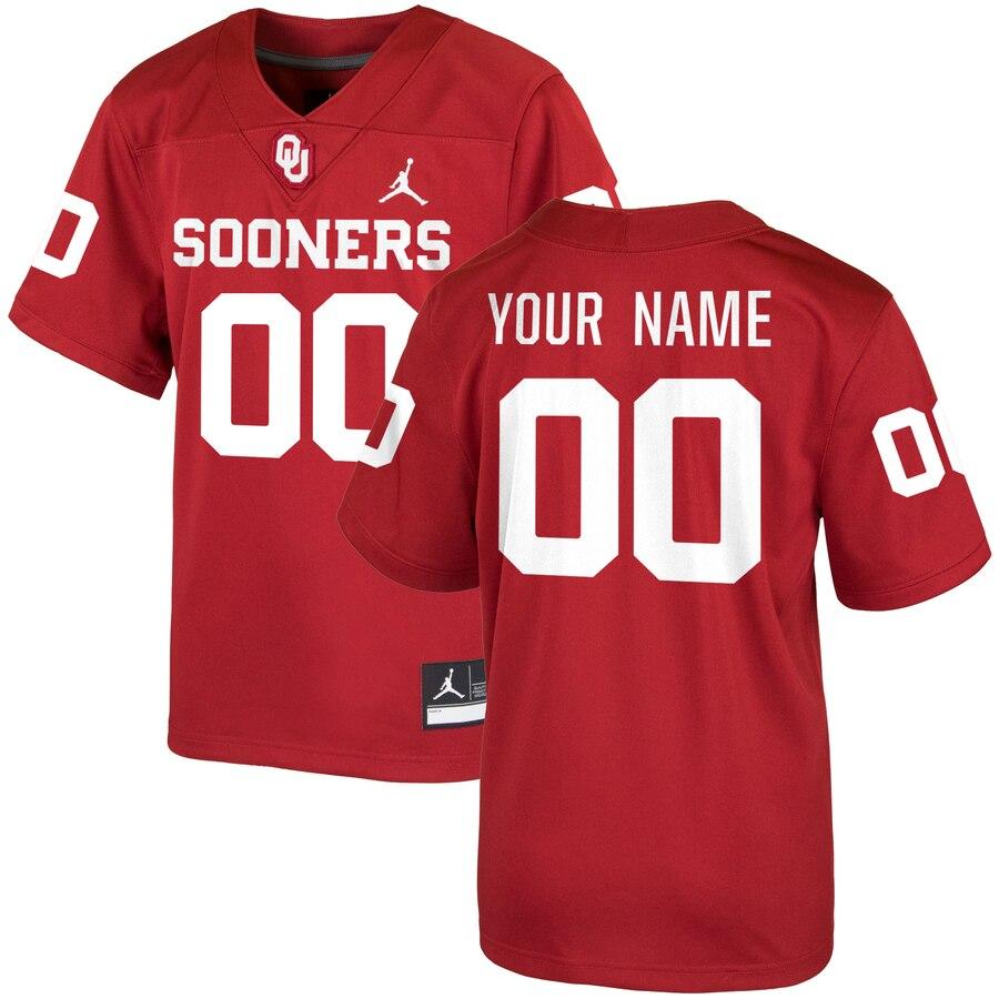 Oklahoma Sooners Jordan Brand Youth Custom Replica Jersey – Crimson 2019