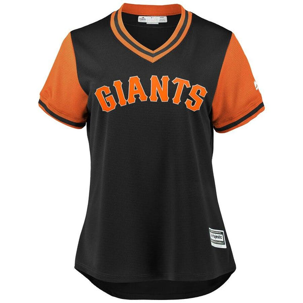 Derek Holland "Last Name" San Francisco Giants Majestic Women's Players' Weekend Cool Base Jersey – Black/Orange 2019