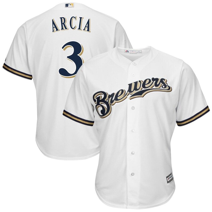 Orlando Arcia Milwaukee Brewers Majestic Cool Base Home Player Jersey - White 2019