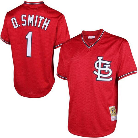 Ozzie Smith St. Louis Cardinals Mitchell &amp; Ness Cooperstown Mesh Batting Practice Jersey - Red 2019