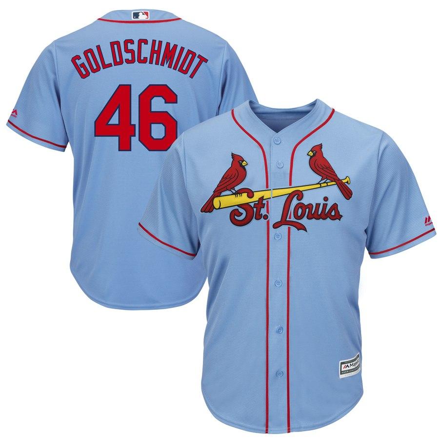 Paul Goldschmidt St. Louis Cardinals Majestic Alternate Official Cool Base Player Jersey – Light Blue 2019