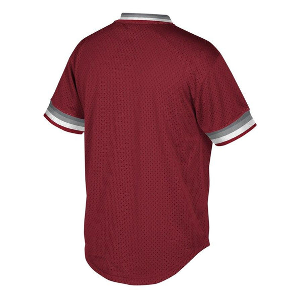 Philadelphia Phillies Mitchell &amp; Ness Cooperstown Collection Mesh Wordmark V-Neck Jersey – Burgundy 2019