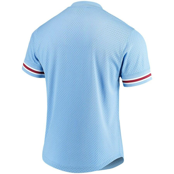 Philadelphia Phillies Mitchell &amp; Ness Mesh V-Neck Jersey – Light Blue 2019