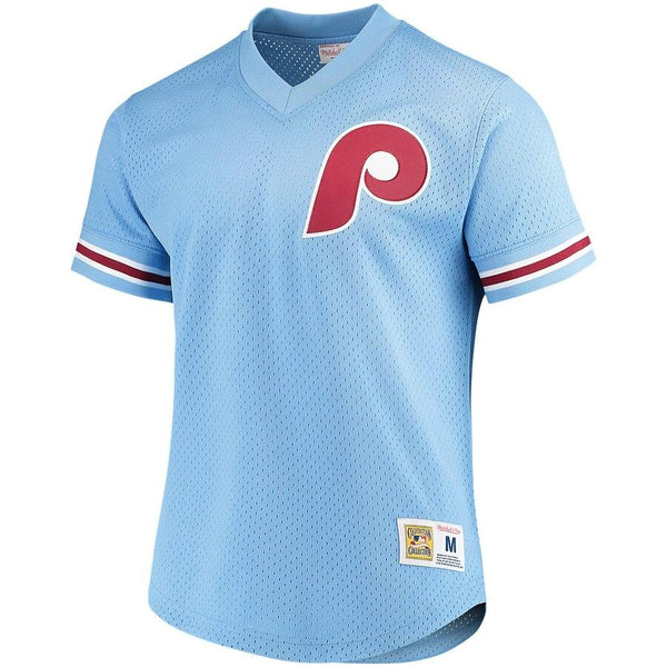Philadelphia Phillies Mitchell &amp; Ness Mesh V-Neck Jersey – Light Blue 2019