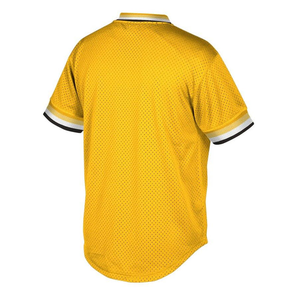 Pittsburgh Pirates Mitchell &amp; Ness Cooperstown Collection Mesh Wordmark V-Neck Jersey – Gold 2019