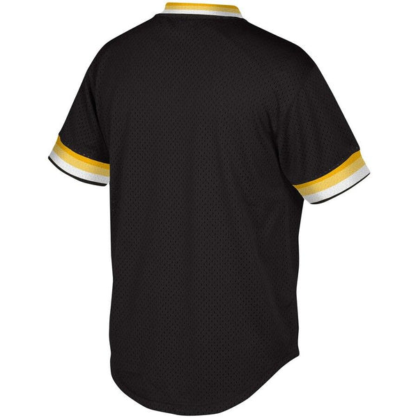 Pittsburgh Pirates Mitchell &amp; Ness Youth Cooperstown Collection Mesh Wordmark V-Neck Jersey – Black 2019