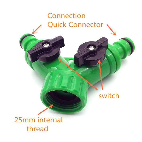 1 Pcs Y Connector Resealable  Tape Quick Coupling Drip Irrigation System Adapter  2-way Valve  Garden Irrigation G3 / 4 "
