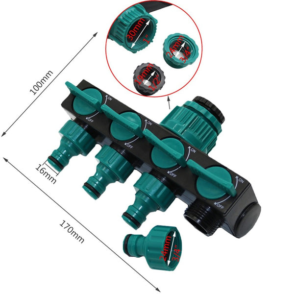 1/2"-3/4"-1" Hose Splitters Irrigation Adapter 4-way Water Hose Connectors European standard Female Thread Tap Connectors 1 Pc