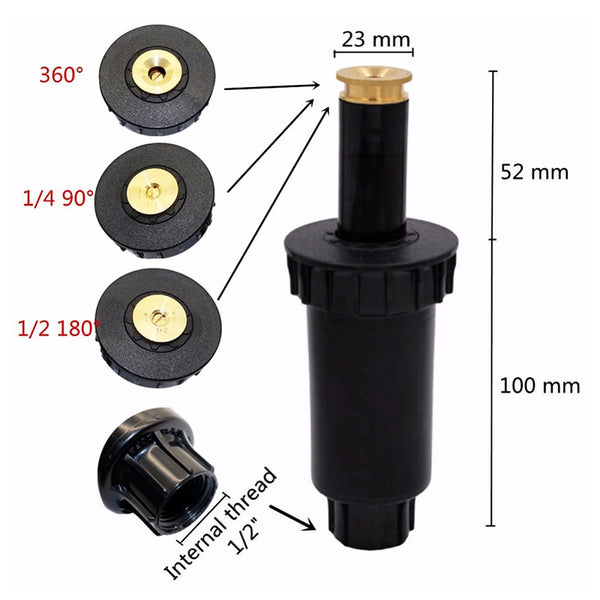 360 Degree Pop up Sprinklers Plastic Lawn Watering Sprinkler Head Adjustable Garden Spray Nozzle 1/2" Female Thread 1 Pc