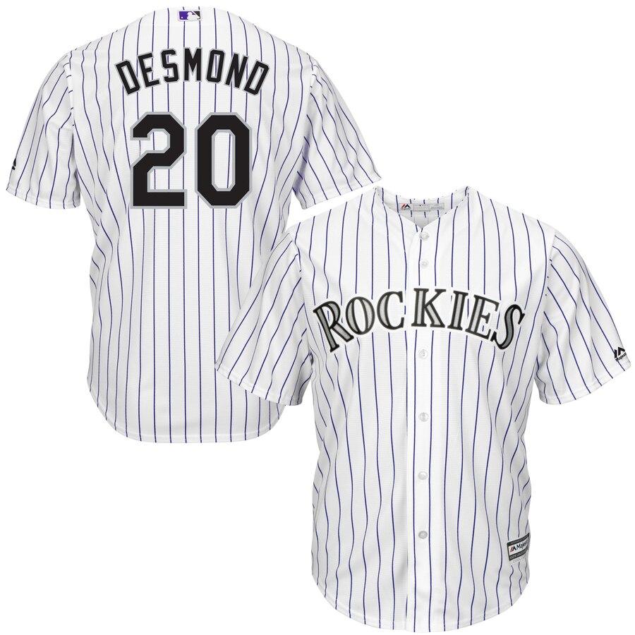 Ian Desmond Colorado Rockies Majestic Home Official Cool Base Player Jersey - White/Purple 2019