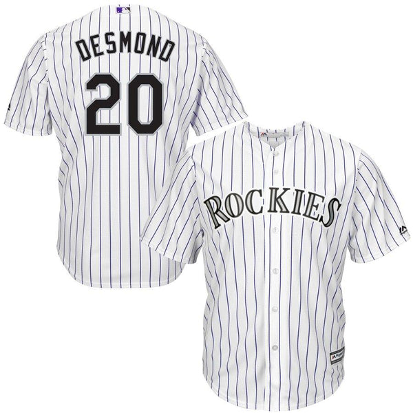 Ian Desmond Colorado Rockies Majestic Home Official Cool Base Player Jersey - White/Purple 2019