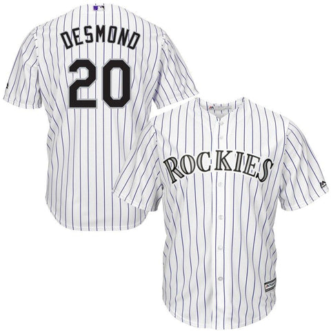 Ian Desmond Colorado Rockies Majestic Home Official Cool Base Player Jersey - White/Purple 2019