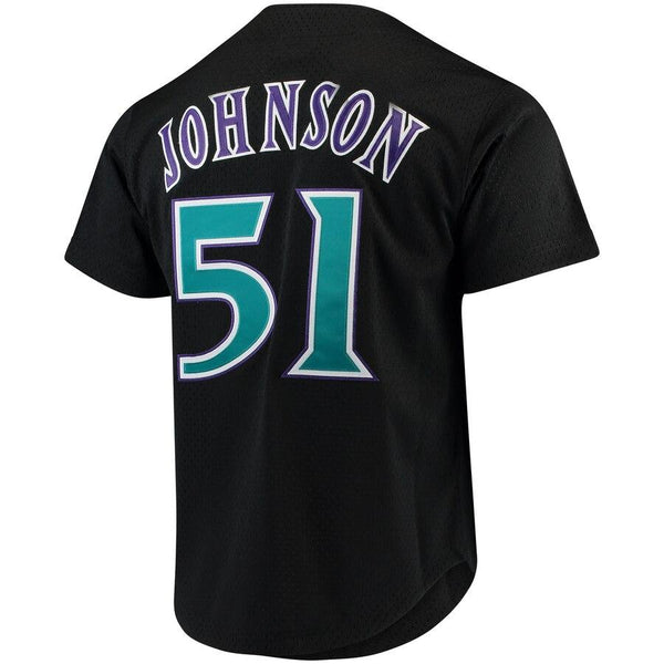 Randy Johnson Arizona Diamondbacks Mitchell &amp; Ness Fashion Cooperstown Collection Mesh Batting Practice Jersey - Black 2019