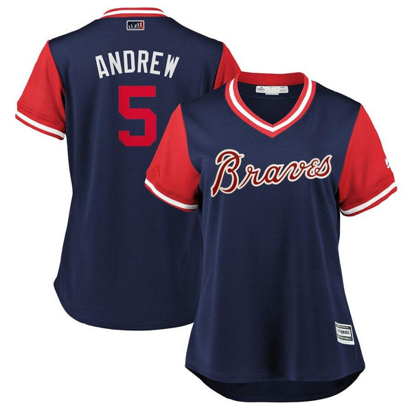 Freddie Freeman "Andrew" Atlanta Braves Majestic Women's Players' Weekend Cool Base Jersey – Navy/Red 2019