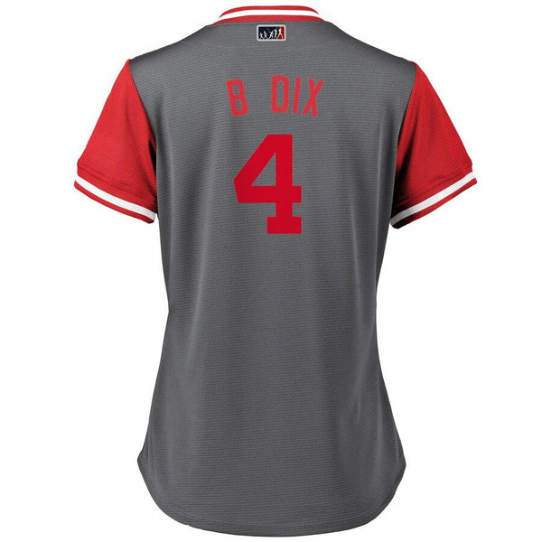 Brandon Dixon "B Dix" Cincinnati Reds Majestic Women's Players' Weekend Cool Base Jersey – Gray/Red 2019