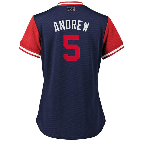 Freddie Freeman "Andrew" Atlanta Braves Majestic Women's Players' Weekend Cool Base Jersey – Navy/Red 2019