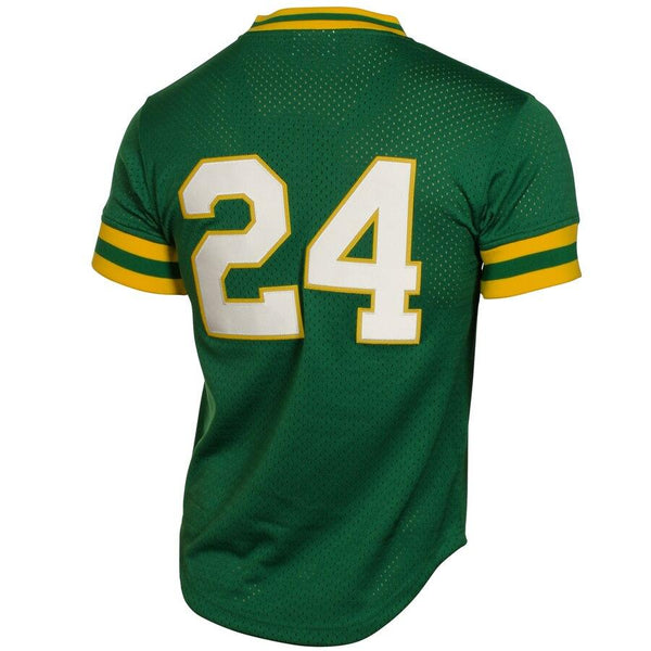 Rickey Henderson Oakland Athletics Mitchell &amp; Ness 1991 Cooperstown Mesh Batting Practice Jersey - Green 2019