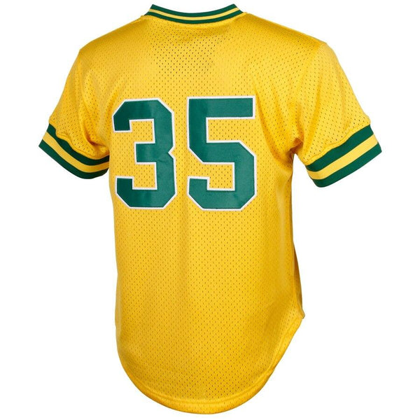 Rickey Henderson Oakland Athletics Mitchell &amp; Ness Cooperstown Mesh Batting Practice Jersey - Yellow 2019