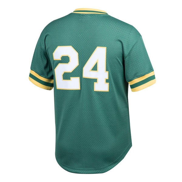 Rickey Henderson Oakland Athletics Mitchell &amp; Ness Youth Cooperstown Collection Mesh Batting Practice Jersey – Green 2019