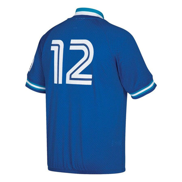 Roberto Alomar Toronto Blue Jays Mitchell &amp; Ness Cooperstown Collection Mesh Batting Practice Quarter-Zip Jersey - Royal 2019
