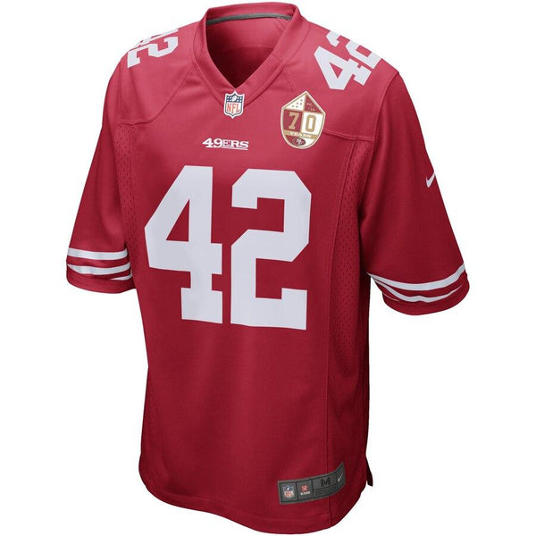 Ronnie Lott San Francisco 49ers 70th Anniversary Patch Retired Game Jersey - Scarlet 2019