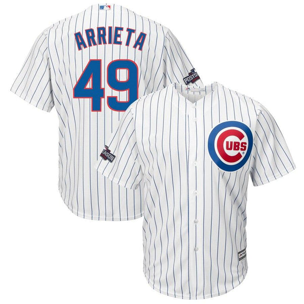 Jake Arrieta Chicago Cubs Majestic Home 2016 Postseason Patch Cool Base Player Jersey - White/Royal 2019