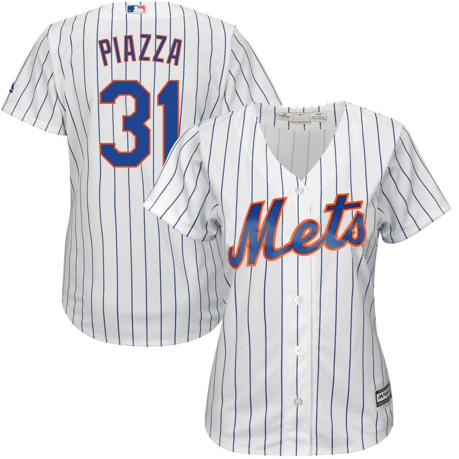 Mike Piazza New York Mets Majestic Women's Home Cool Base Player Jersey - White/Royal 2019