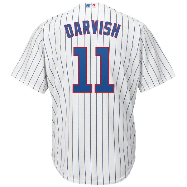 Yu Darvish Chicago Cubs Majestic Official Cool Base Player Jersey – White/Royal 2019