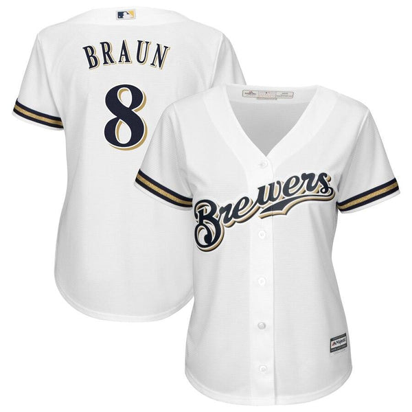 Ryan Braun Milwaukee Brewers Majestic Women's Alternate Cool Base Replica Player Jersey - White 2019