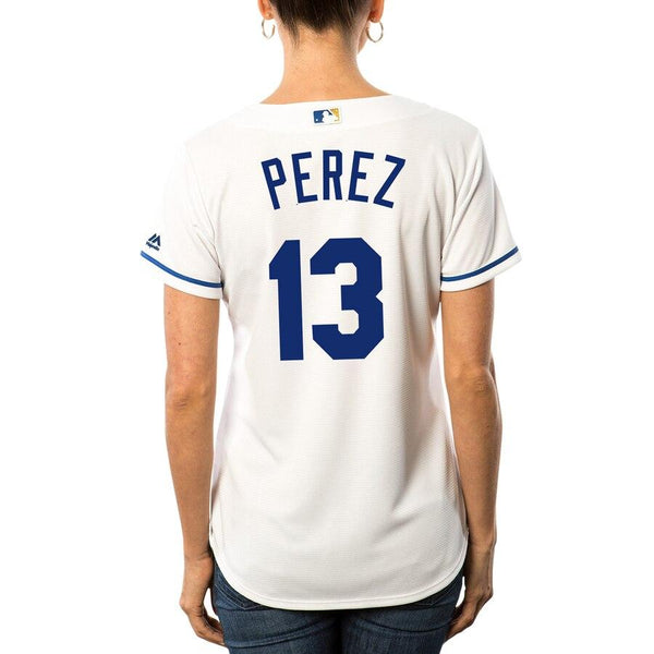 Salvador Perez Kansas City Royals Majestic Women's Cool Base Player Jersey - White 2019