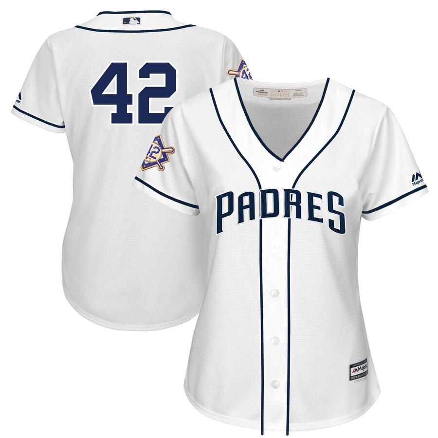 San Diego Padres Majestic Women's 2019 Jackie Robinson Day Official Cool Base Jersey – White 2019