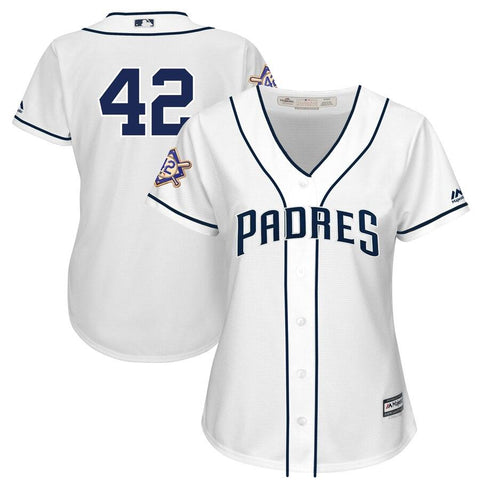 San Diego Padres Majestic Women's 2019 Jackie Robinson Day Official Cool Base Jersey – White 2019