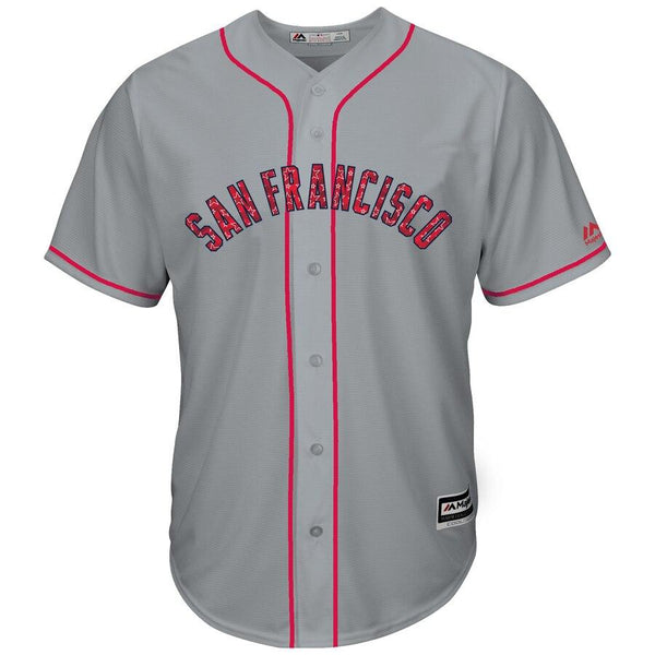 San Francisco Giants Majestic Stars &amp; Stripes Cool Base Team Jersey - Gray 2019