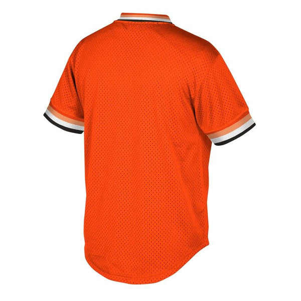 San Francisco Giants Mitchell &amp; Ness Cooperstown Collection Mesh Wordmark V-Neck Jersey – Orange 2019