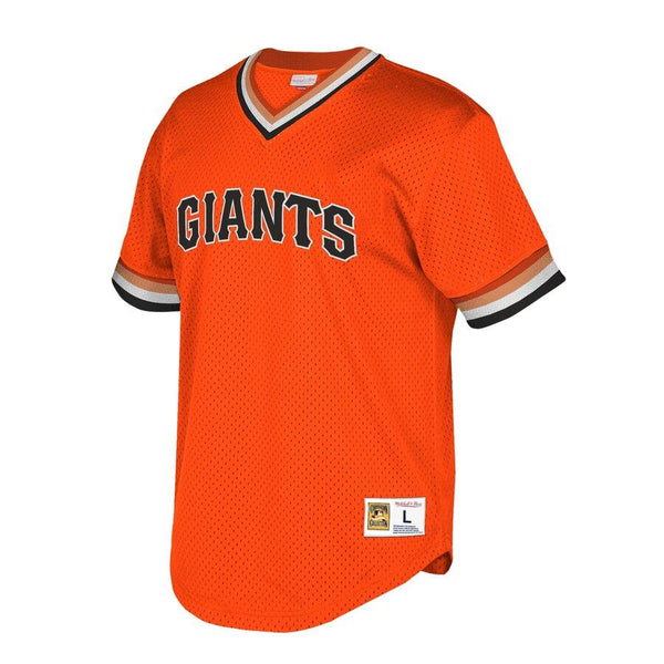 San Francisco Giants Mitchell &amp; Ness Cooperstown Collection Mesh Wordmark V-Neck Jersey – Orange 2019