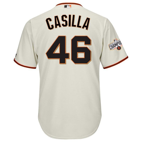 Santiago Casilla San Francisco Giants Majestic World Series Champions Cool Base Jersey - Cream 2019