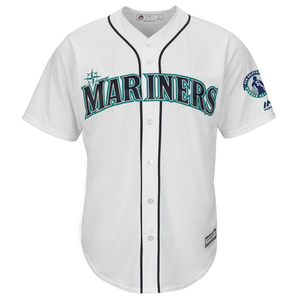 Seattle Mariners Majestic Griffey Retirement Day Patch Cool Base Team Jersey - White 2019