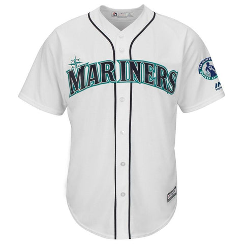 Seattle Mariners Majestic Griffey Retirement Day Patch Cool Base Team Jersey - White 2019