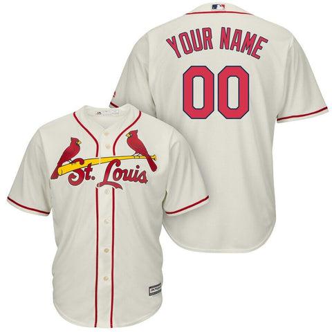 St. Louis Cardinals Majestic Cool Base Custom Jersey - Cream 2019