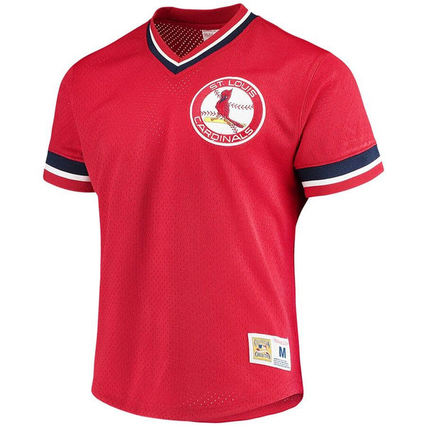 St. Louis Cardinals Mitchell &amp; Ness Mesh V-Neck Jersey – Red 2019