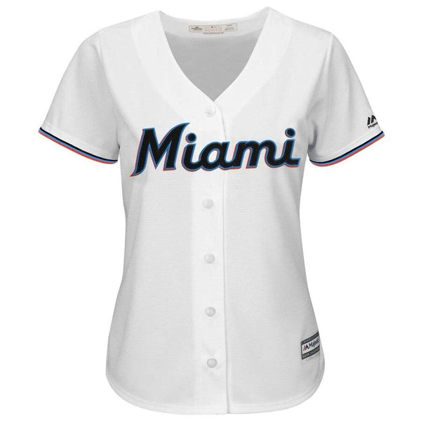 Starlin Castro Miami Marlins Majestic Women's Home 2019 Cool Base Player Jersey – White 2019
