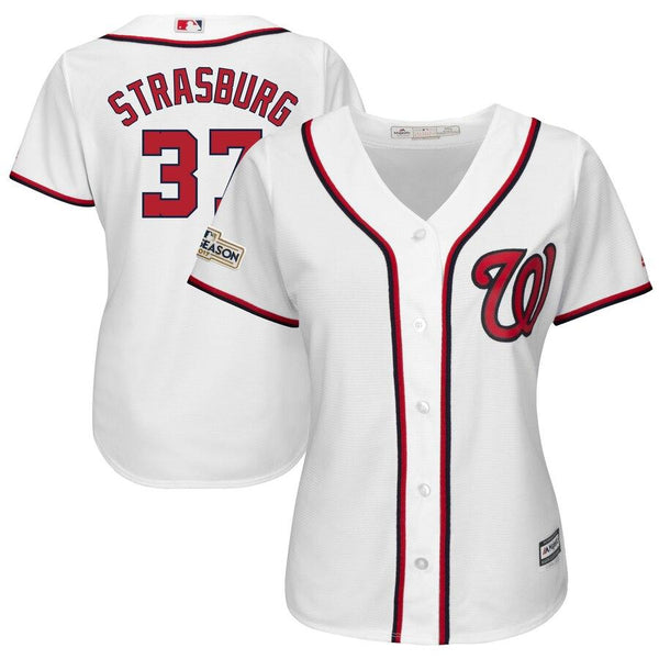 Stephen Strasburg Washington Nationals Majestic Women's Postseason Cool Base Player Jersey – White 2019